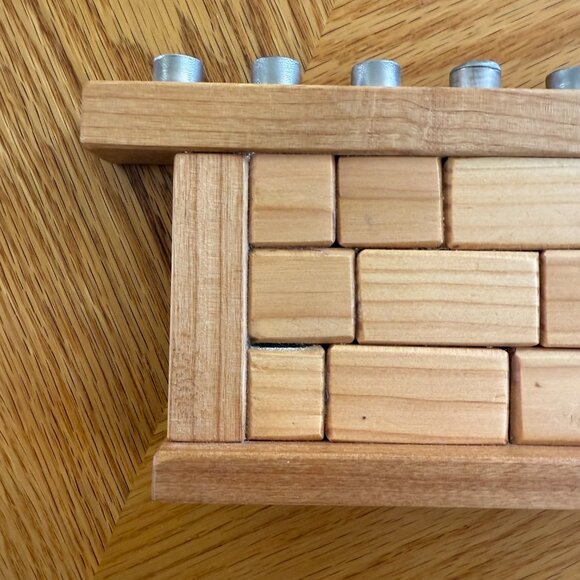 Hanukkah Menorah Western Wall Kotel Judaica Chanukah Hand-Crafted Cherry / Pine - Picture 4 of 9